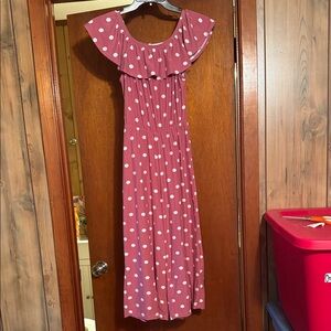 Polka Dot Ruffle Maxi Jumpsuit